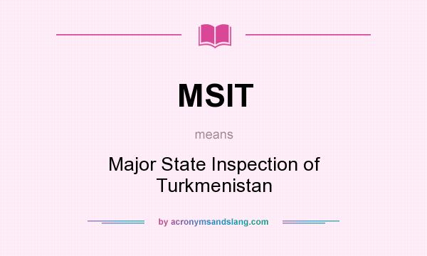 What does MSIT mean? It stands for Major State Inspection of Turkmenistan