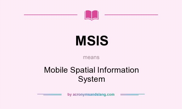 What does MSIS mean? It stands for Mobile Spatial Information System