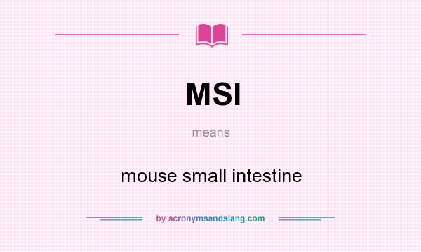 What does MSI mean? It stands for mouse small intestine