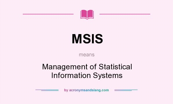 What does MSIS mean? It stands for Management of Statistical Information Systems