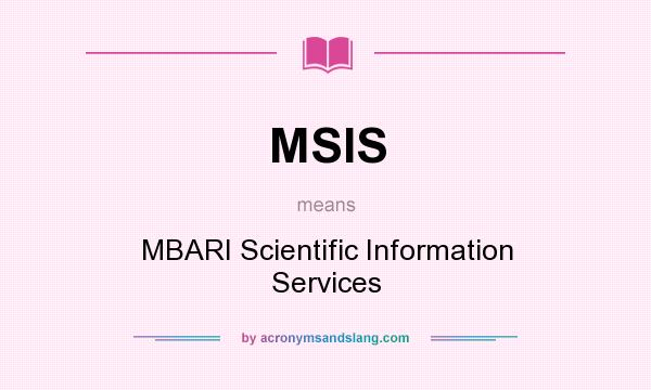 What does MSIS mean? It stands for MBARI Scientific Information Services