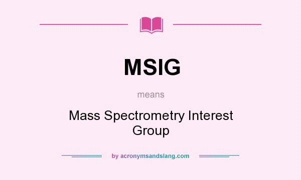 What does MSIG mean? It stands for Mass Spectrometry Interest Group