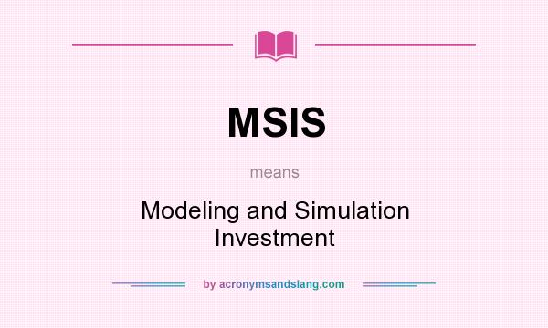 What does MSIS mean? It stands for Modeling and Simulation Investment