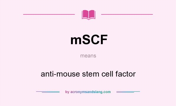 What does mSCF mean? It stands for anti-mouse stem cell factor