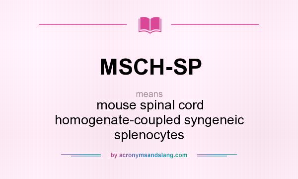 What does MSCH-SP mean? It stands for mouse spinal cord homogenate-coupled syngeneic splenocytes