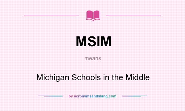 What does MSIM mean? It stands for Michigan Schools in the Middle
