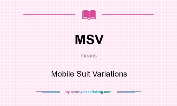 What does MSV mean? It stands for Mobile Suit Variations