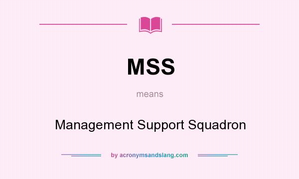What does MSS mean? It stands for Management Support Squadron