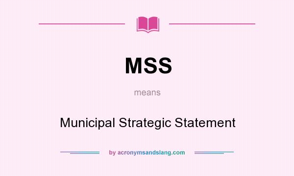 What does MSS mean? It stands for Municipal Strategic Statement