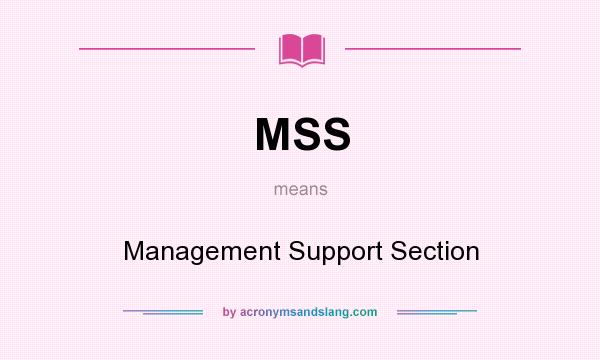What does MSS mean? It stands for Management Support Section