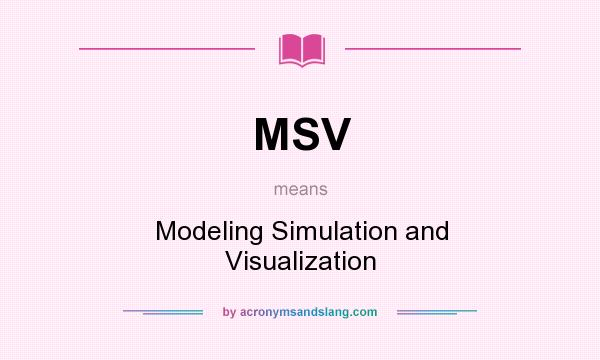 What does MSV mean? It stands for Modeling Simulation and Visualization