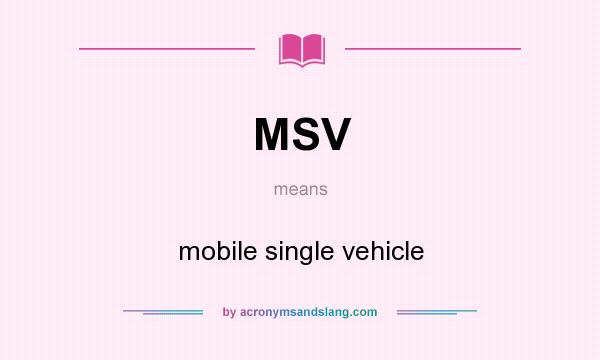 What does MSV mean? It stands for mobile single vehicle