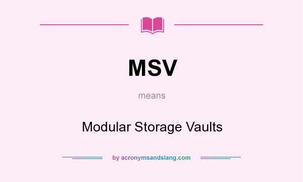 What does MSV mean? It stands for Modular Storage Vaults
