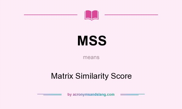 What does MSS mean? It stands for Matrix Similarity Score