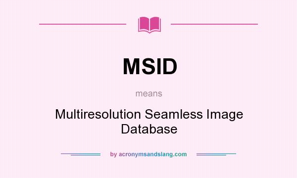 What does MSID mean? It stands for Multiresolution Seamless Image Database