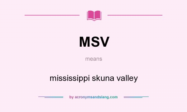 What does MSV mean? It stands for mississippi skuna valley