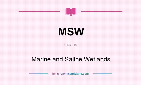 What does MSW mean? It stands for Marine and Saline Wetlands