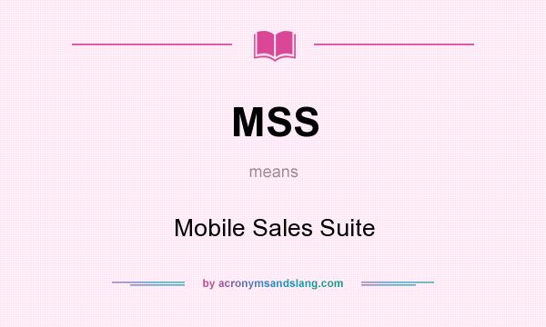 What does MSS mean? It stands for Mobile Sales Suite