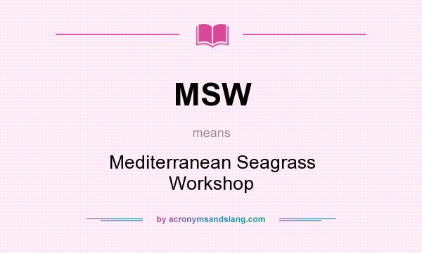 What does MSW mean? It stands for Mediterranean Seagrass Workshop