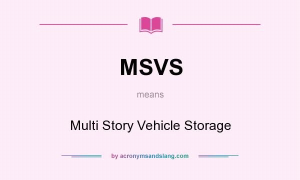What does MSVS mean? It stands for Multi Story Vehicle Storage