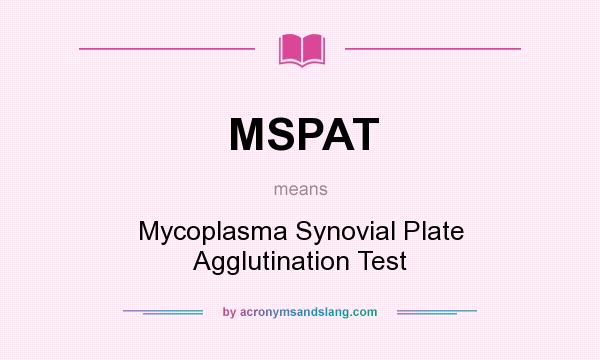What does MSPAT mean? It stands for Mycoplasma Synovial Plate Agglutination Test