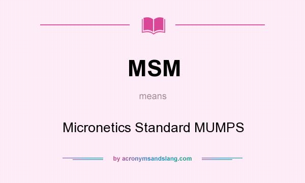 What does MSM mean? It stands for Micronetics Standard MUMPS