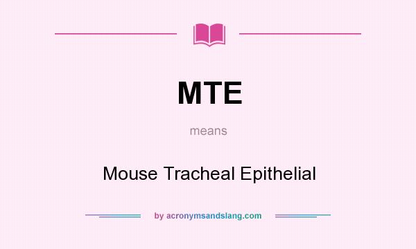 What does MTE mean? It stands for Mouse Tracheal Epithelial