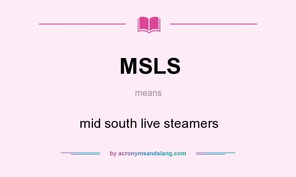 What does MSLS mean? It stands for mid south live steamers