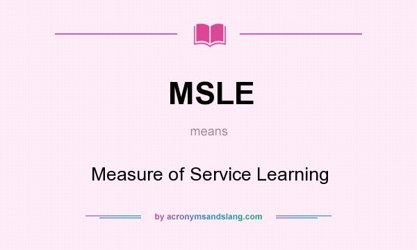 What does MSLE mean? It stands for Measure of Service Learning