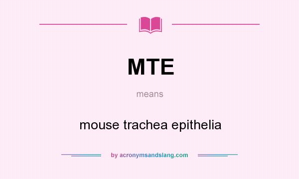 What does MTE mean? It stands for mouse trachea epithelia