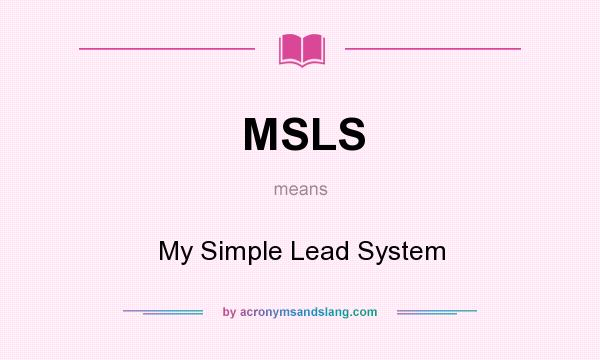 What does MSLS mean? It stands for My Simple Lead System