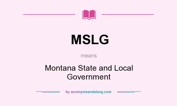 What does MSLG mean? It stands for Montana State and Local Government