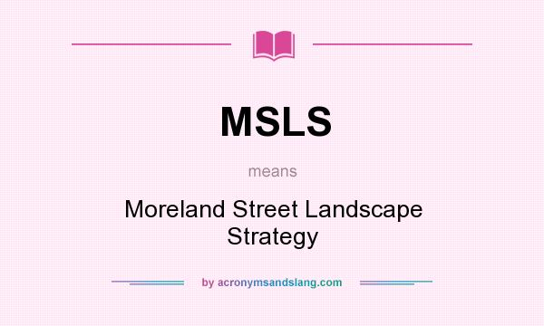 What does MSLS mean? It stands for Moreland Street Landscape Strategy