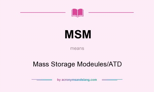 What does MSM mean? It stands for Mass Storage Modeules/ATD