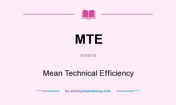 What does MTE mean? It stands for Mean Technical Efficiency
