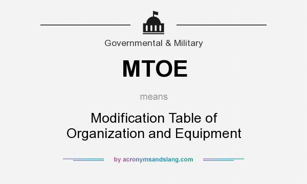 What does MTOE mean? It stands for Modification Table of Organization and Equipment