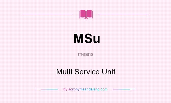 What does MSu mean? It stands for Multi Service Unit