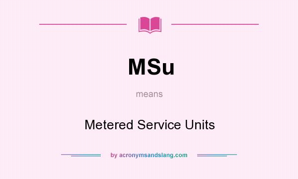 What does MSu mean? It stands for Metered Service Units