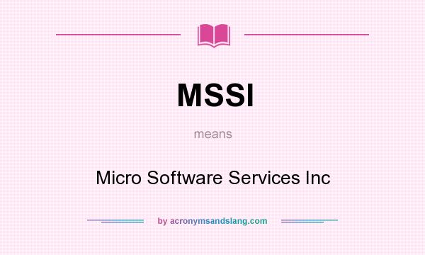 What does MSSI mean? It stands for Micro Software Services Inc
