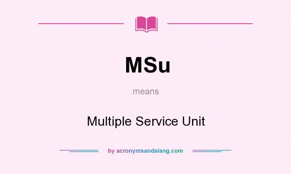 What does MSu mean? It stands for Multiple Service Unit