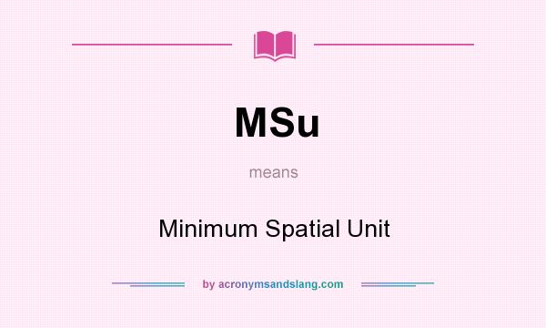 What does MSu mean? It stands for Minimum Spatial Unit