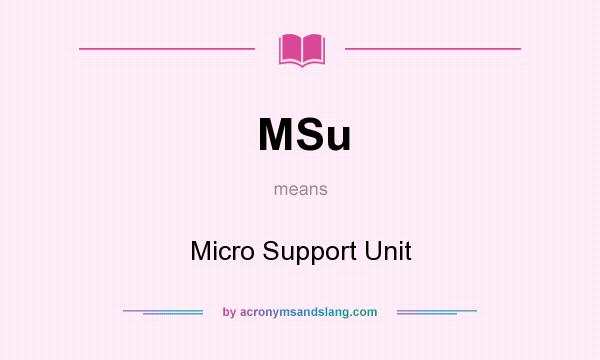 What does MSu mean? It stands for Micro Support Unit