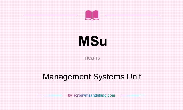 What does MSu mean? It stands for Management Systems Unit