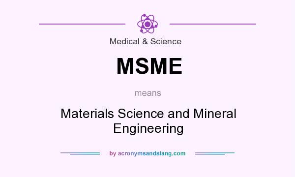 What does MSME mean? It stands for Materials Science and Mineral Engineering