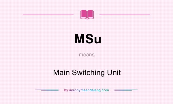 What does MSu mean? It stands for Main Switching Unit