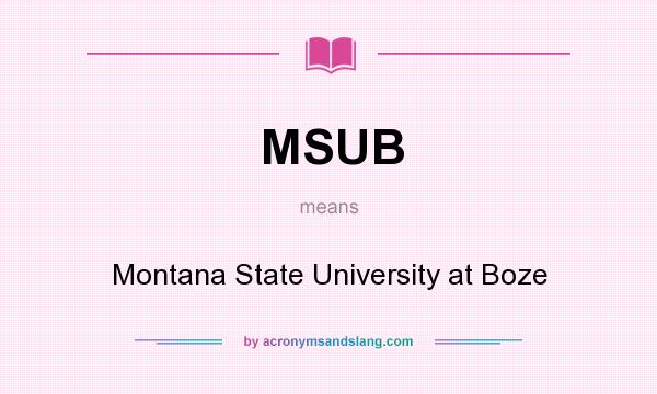 What does MSUB mean? It stands for Montana State University at Boze
