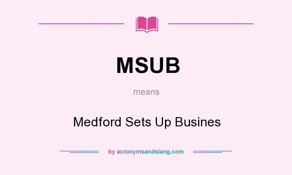 What does MSUB mean? It stands for Medford Sets Up Busines