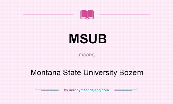 What does MSUB mean? It stands for Montana State University Bozem