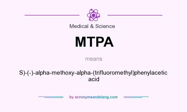 What does MTPA mean? It stands for S)-(-)-alpha-methoxy-alpha-(trifluoromethyl)phenylacetic acid