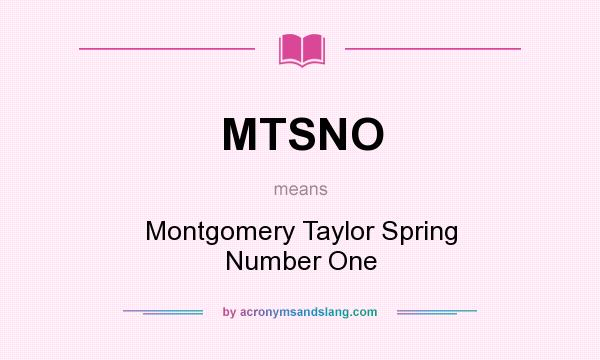 What does MTSNO mean? It stands for Montgomery Taylor Spring Number One